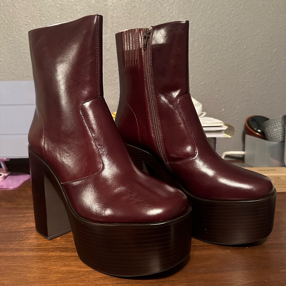 Jeffrey Campbell Nelsons Platform Brown Leather Boot